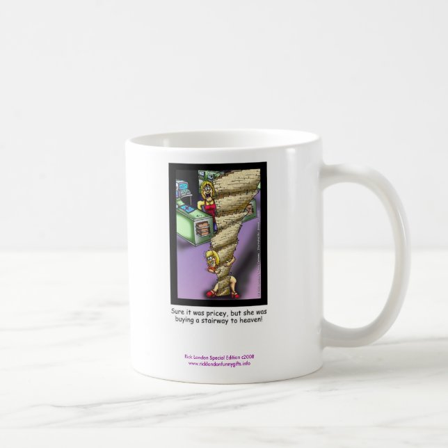 Stairway To Heaven Parody Cartoon On Coffee Mug (Right)