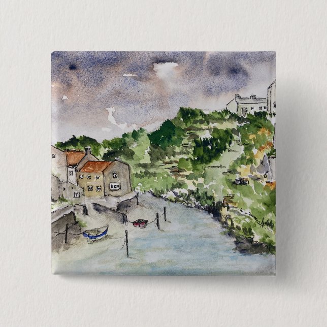 Staithes Beck Whitby 15 Cm Square Badge (Front)