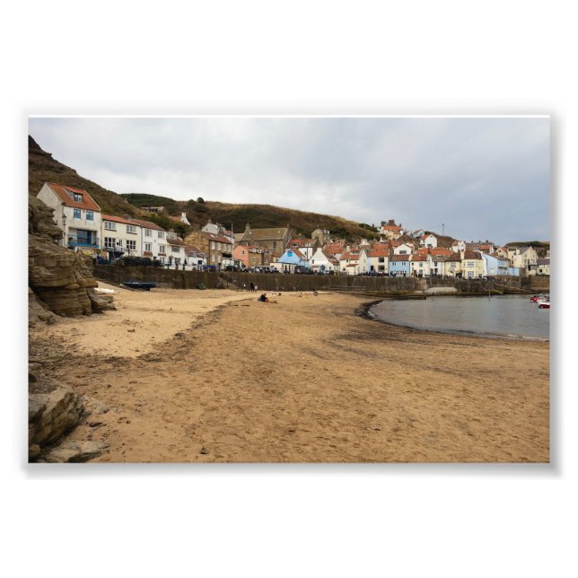 Staithes Harbour Beach and Village Front Photo Print (Front)