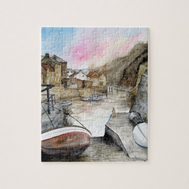 Staithes, North Yorkshire, England Watercolour Jigsaw Puzzle (Vertical)