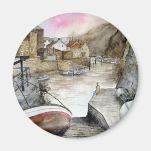 Staithes, North Yorkshire, England Watercolour Magnet