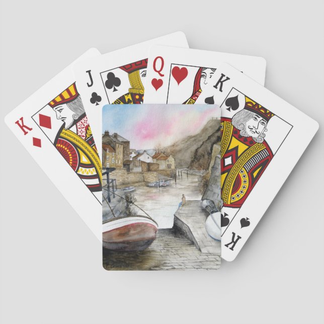 Staithes, North Yorkshire, England Watercolour Playing Cards (Back)