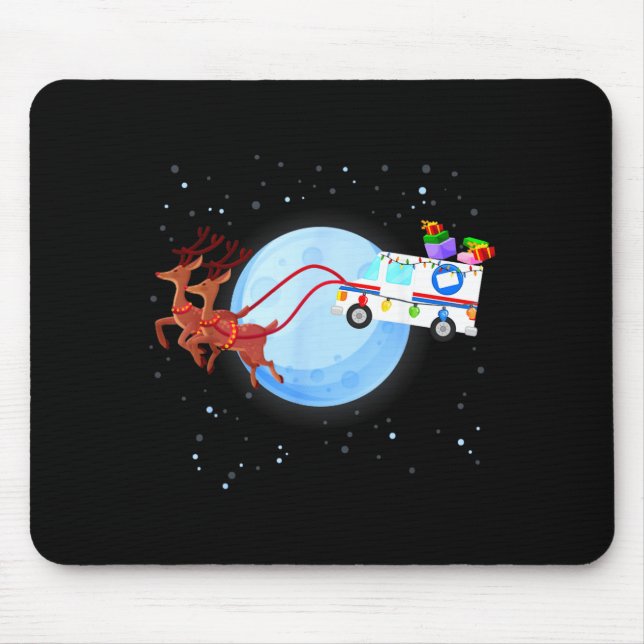 Stal Worker Christmas Mail Truck Funny Mailman Gif Mouse Mat (Front)