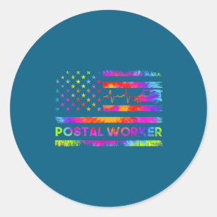 Stal Worker Tie Dye Proud Mail Carrier Mail Lady P Classic Round Sticker