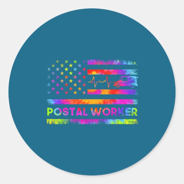 Stal Worker Tie Dye Proud Mail Carrier Mail Lady P Classic Round Sticker (Front)