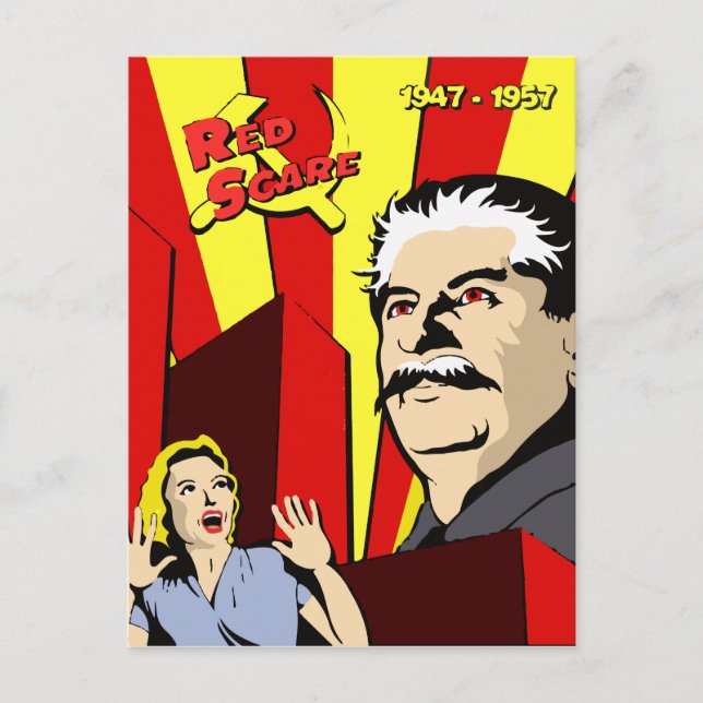 Stalin portrait red scare soviet union poster postcard (Front)