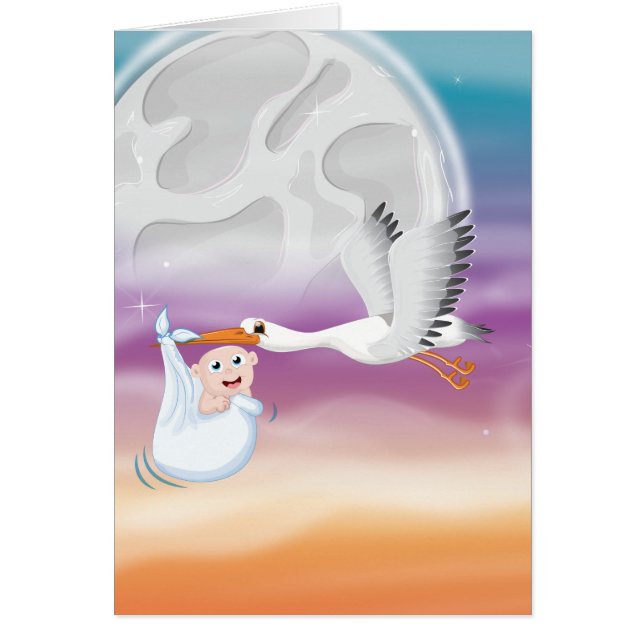 Stalk carrying new born Baby cartoon (Front)