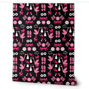 Stalk Delivery Twin Baby Room Wallpaper
