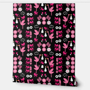 Stalk Delivery Twin Baby Room Wallpaper