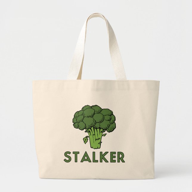 STALKER Funny Broccoli Fun Humour Pun Large Tote Bag (Front)