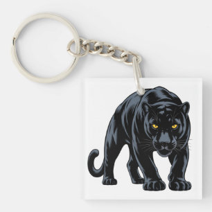Stalking Black Panther Mascot Key Ring