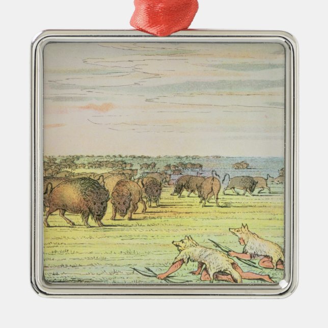 Stalking buffalo metal tree decoration (Front)