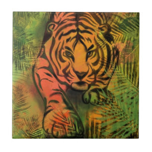 Stalking Tiger - Migned Drawing Art Collection Tile