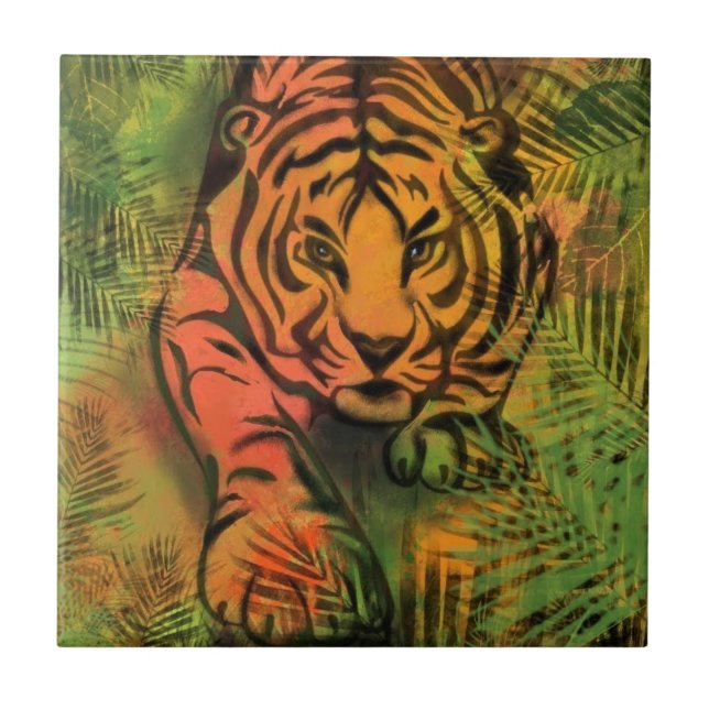 Stalking Tiger - Migned Drawing Art Collection Tile (Front)