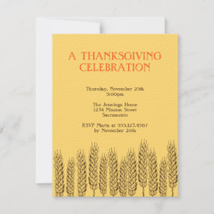 Stalks of wheats natural yellow field Thanksgiving Invitation