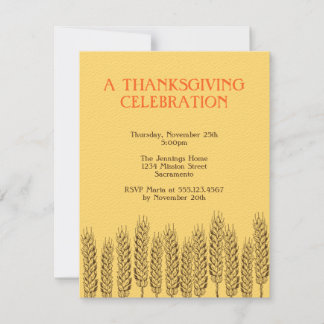 Stalks of wheats natural yellow field Thanksgiving Invitation