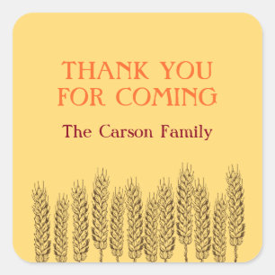 Stalks of wheats natural yellow field Thanksgiving Square Sticker