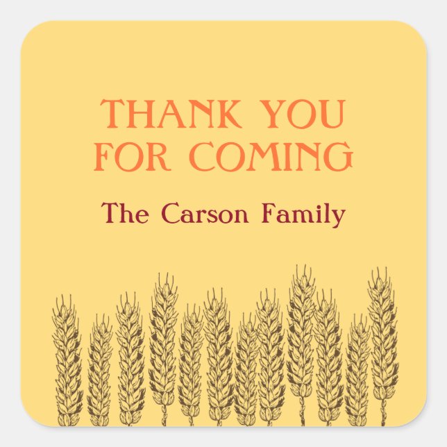 Stalks of wheats natural yellow field Thanksgiving Square Sticker (Front)
