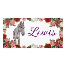 stall sign white horse roses Sign