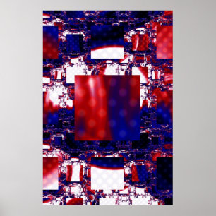 Stalling Red and Blue Fractal Art Poster