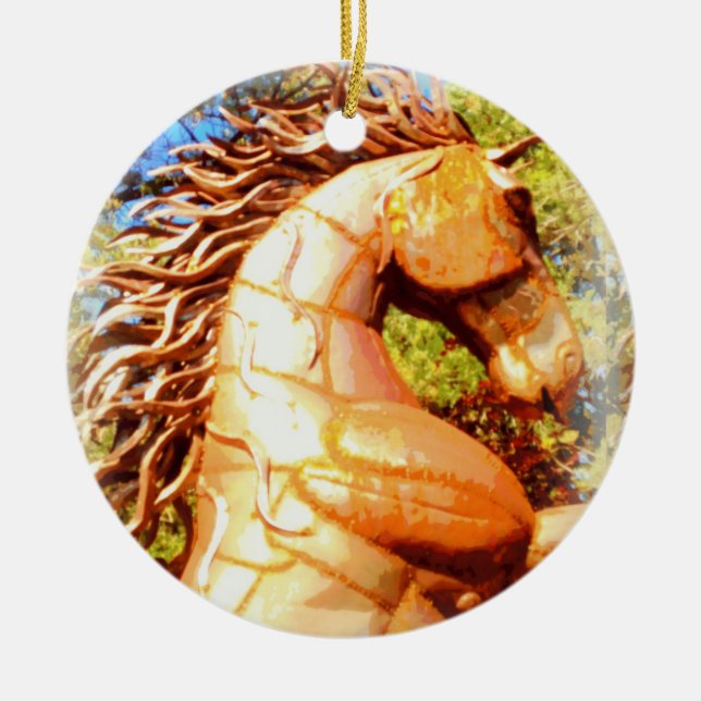 stallion pony and mare ceramic tree decoration (Front)