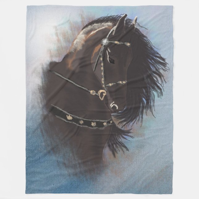 Stallion Portrait - Fleece Blanket (Front)