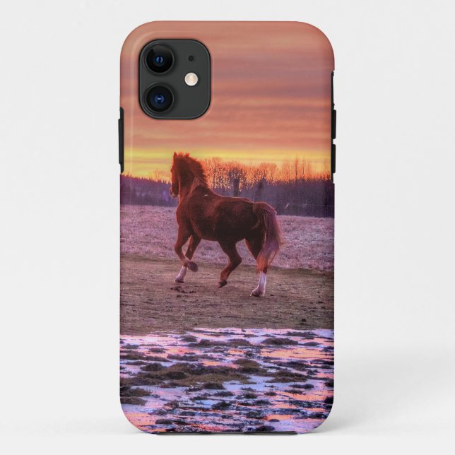 Stallion Running Home at Sunset on Ranch Case-Mate iPhone Case (Back)