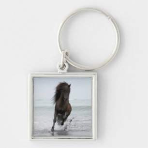 Stallion Running On Beach North Atlantic Key Ring