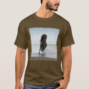 Stallion Running On Beach North Atlantic T-Shirt