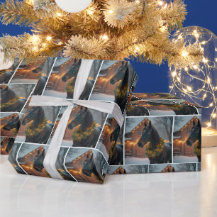Stallion Wearing a Christmas Wreath Wrapping Paper