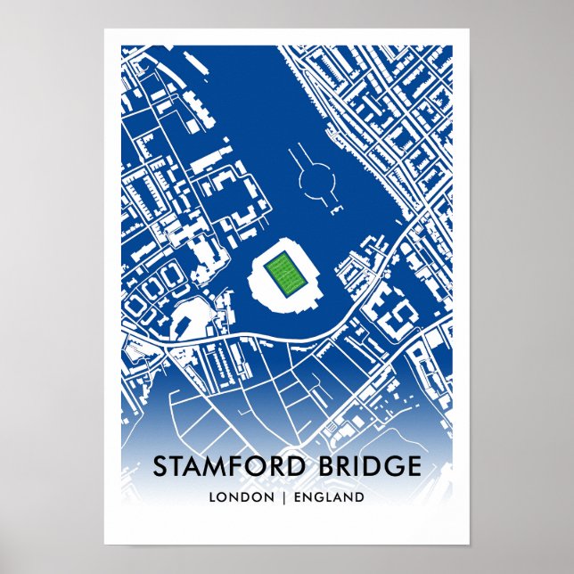 Stamford Bridge Stadium Map – Home of Chelsea FC Poster (Front)