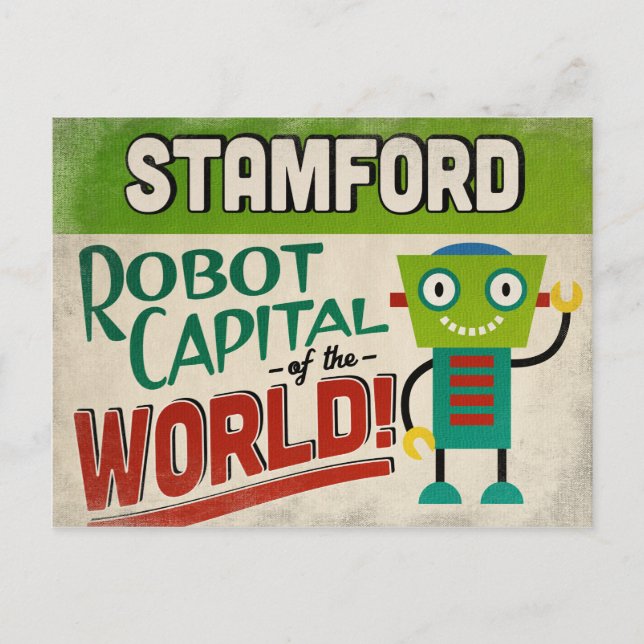 Stamford Connecticut Robot - Funny Vintage Postcard (Front)
