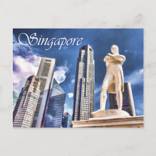 Stamford Raffles Landing Site and Statue Singapore Postcard