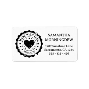 Stamp black - MADE WITH LOVE - heart stars 2 Label