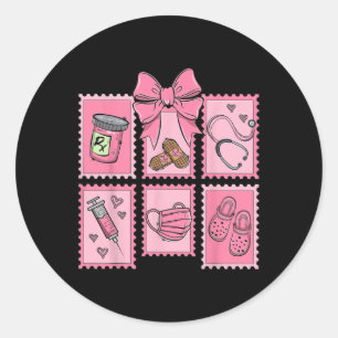 Stamp Bow Pharmacy Pill Cpht Pharmacist Technician Classic Round Sticker