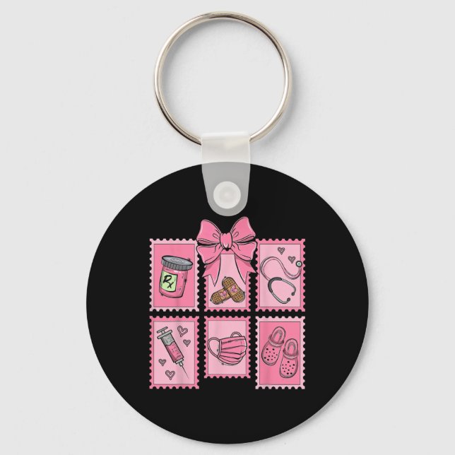 Stamp Bow Pharmacy Pill Cpht Pharmacist Technician Key Ring (Front)