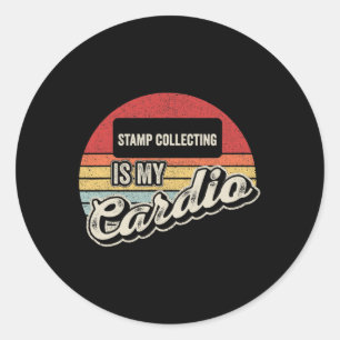 Stamp Collecting Is My Cardio Vintage Retro Classic Round Sticker