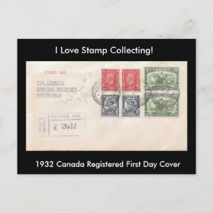 Stamp Collecting Postcard 1932 Canada FDC