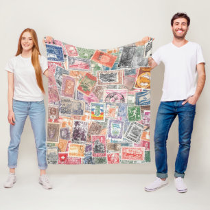 Stamp Collection Blanket for Traveller Lovers