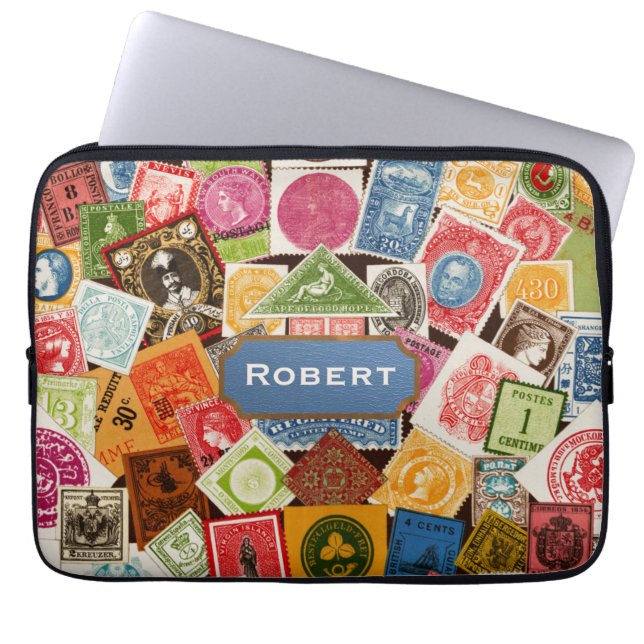 Stamp Collector Neoprene Laptop Sleeve (Front)