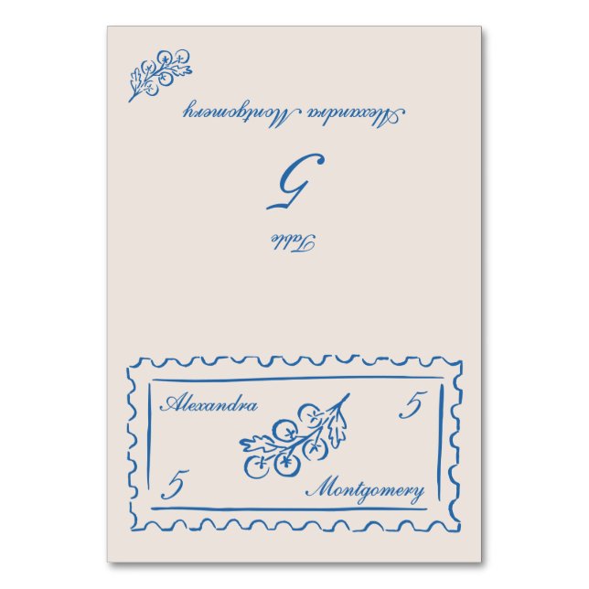 Stamp Hand Drawn Meal Choice Wedding Place Card (Front)