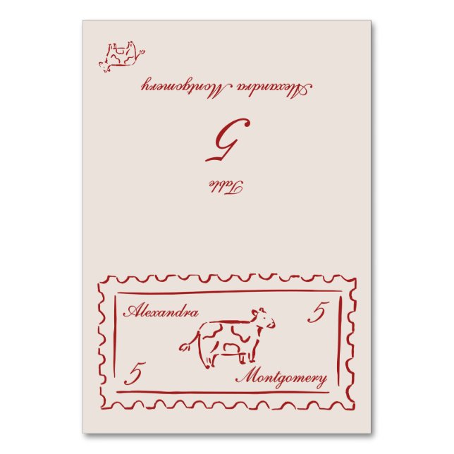 Stamp Hand Drawn Meal Choice Wedding Place Card (Front)