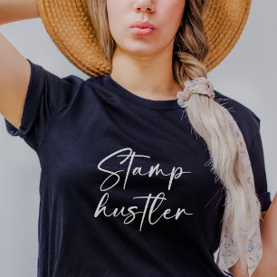 Stamp Hustler White Script Notary Public Navy Blue T-Shirt