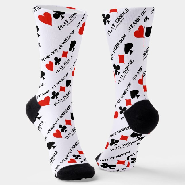 Stamp Out Boredom Play Bridge Four Card Suits Socks (Angled)