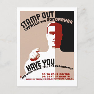 Stamp Out Syphilis and Gonorrhoea Postcard