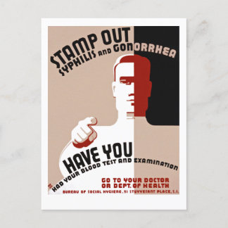 Stamp Out Syphilis and Gonorrhoea Postcard