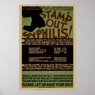 Stamp Out Syphilis Vintage WPA Health Poster
