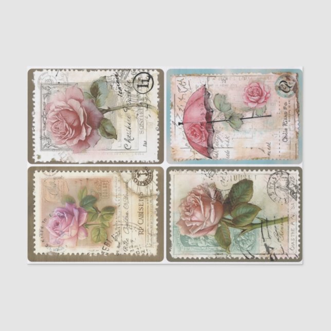 Stamp Roses Tissue Paper (Front)