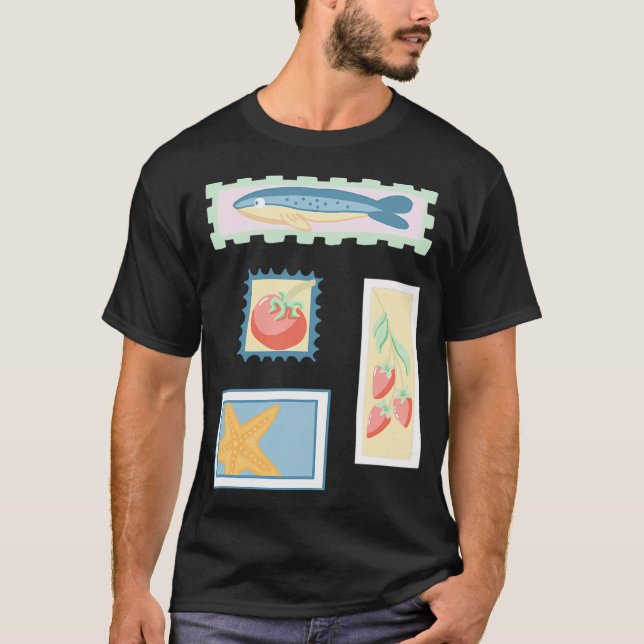 Stamp Style Pastel Designs T-Shirt (Front)