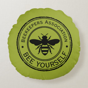 Stamp - YOUR TEXT - BEE 1 - Fan Fun Round Cushion